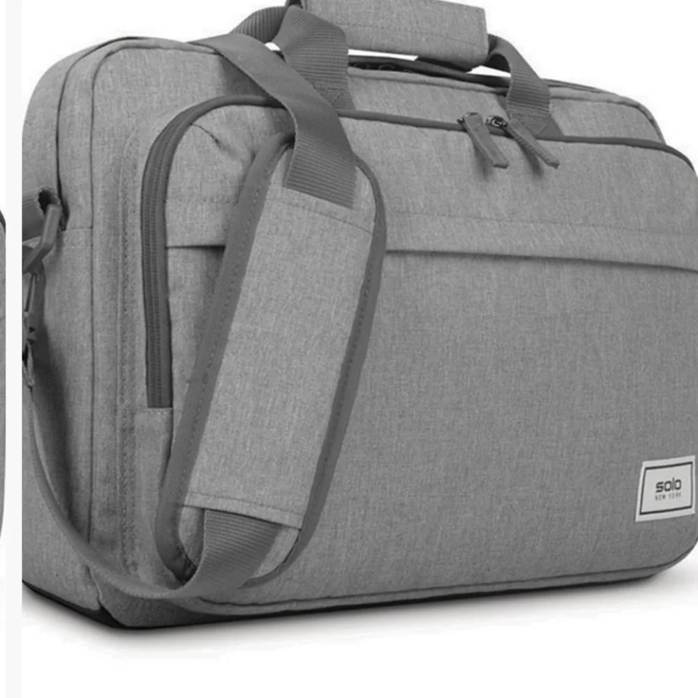 Solo New York Gray Re:New Recycled Adjustable Straps Laptop Briefcase Size 15.6
